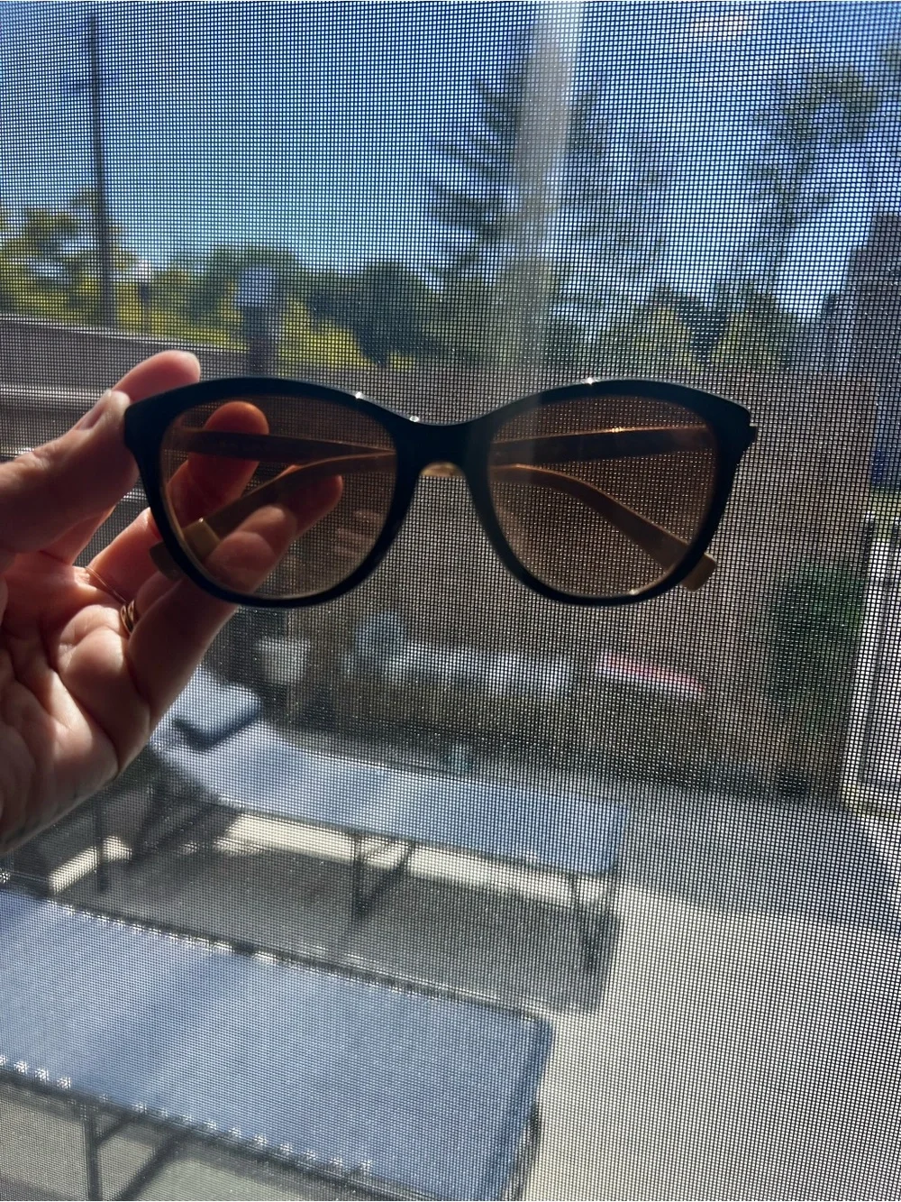 Ralph Lauren Beige Frame Sunglasses with Black Temples
